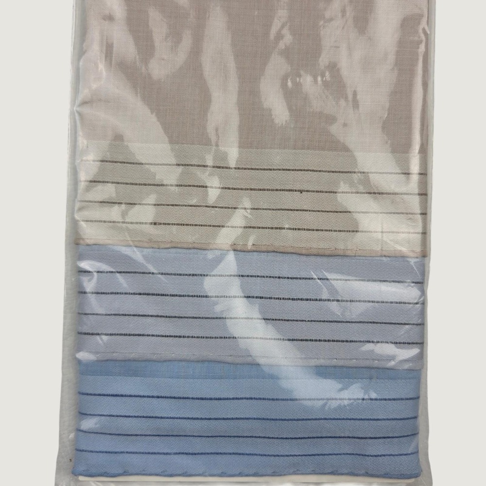 Vintage NOS 100% Cotton Handkerchiefs Sears Set of 3 Blue Tan Woven Borders
